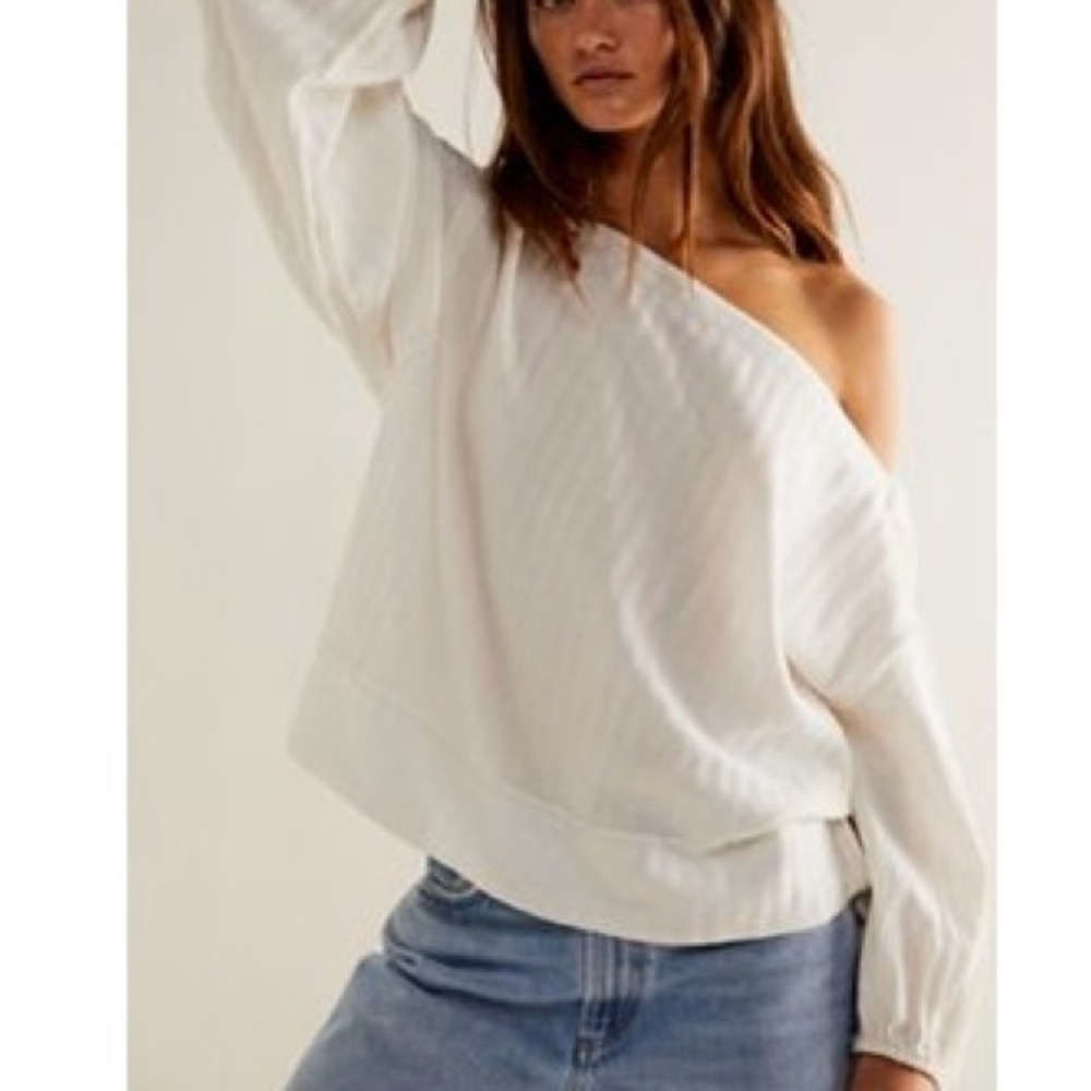 We the Free Mara Top Off-Shoulder White Shirt